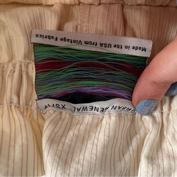 Urban Renewal Recycled Paperbag Seersucker Neutral High Waist Shorts XS - Picture 10 of 11